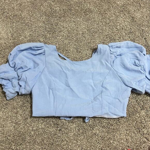 DO+BE Blue Crop Top Blouse size Medium - Picture 2 of 5